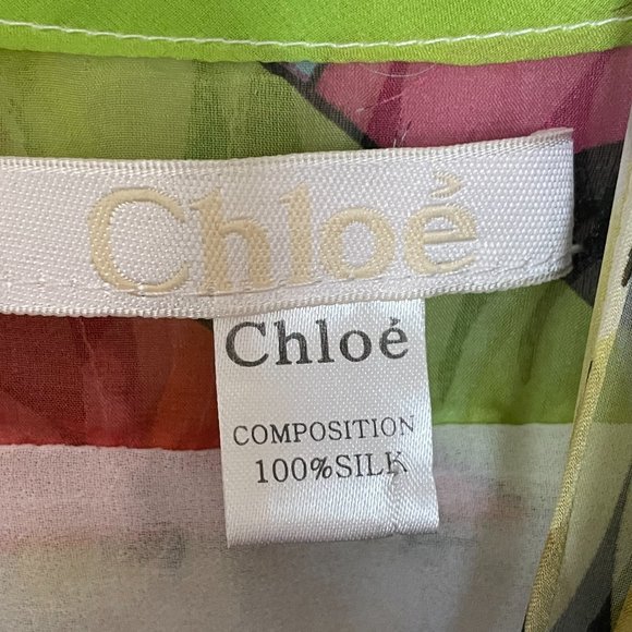 Beautiful 100% Silk Vintage Authentic Chloe Knee Length Dress Size Medium - Picture 6 of 7